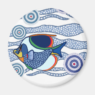 Imán Arte aborigen Fish-01 del punto