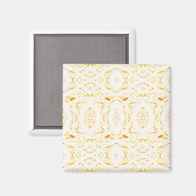 Imán Arte abstracto acrílico amarillo blanco prismático (Anverso/Reverso)