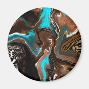 Imán Arte abstracto azul, marrón y negro