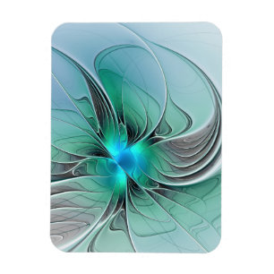 Imán Arte abstracto con azul, arte fractal moderno