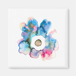 Imán Arte abstracto de acuarela floral dibujado a mano