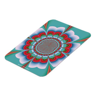 Imán Arte abstracto de mandala psicodélico retro florec