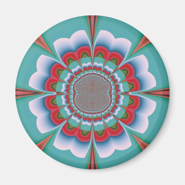 Imán Arte abstracto de mandala psicodélico retro florec (Frente)