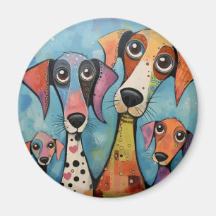 Imán Arte abstracto de perro colorido estilo cartoon