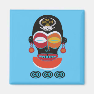 Imán Arte abstracto de tatuaje facial tribal africano
