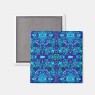 Imán Arte abstracto de tinta alcohólica azul oceánico
