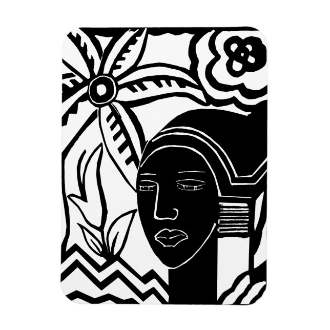 Imán arte abstracto de tinta negra en la jungla african (Vertical)