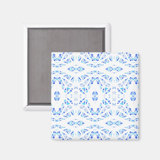Imán Arte abstracto en gouache azul blanco espectroscóp (Anverso/Reverso)