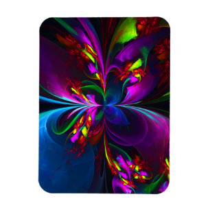 Imán Arte abstracto floral moderno patrón rojo azul #15