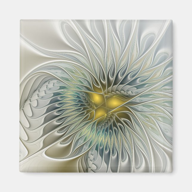 Imán Arte abstracto fractal de fantasía de flor de plat (Frente)