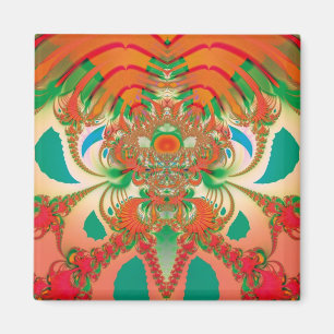 Imán Arte abstracto fractal del búho rojo