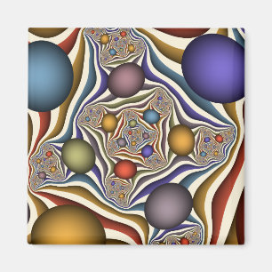 Imán Arte abstracto fractal moderno colorido volando