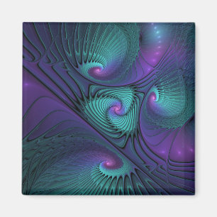 Imán Arte abstracto fractal moderno púrpura se encuentr