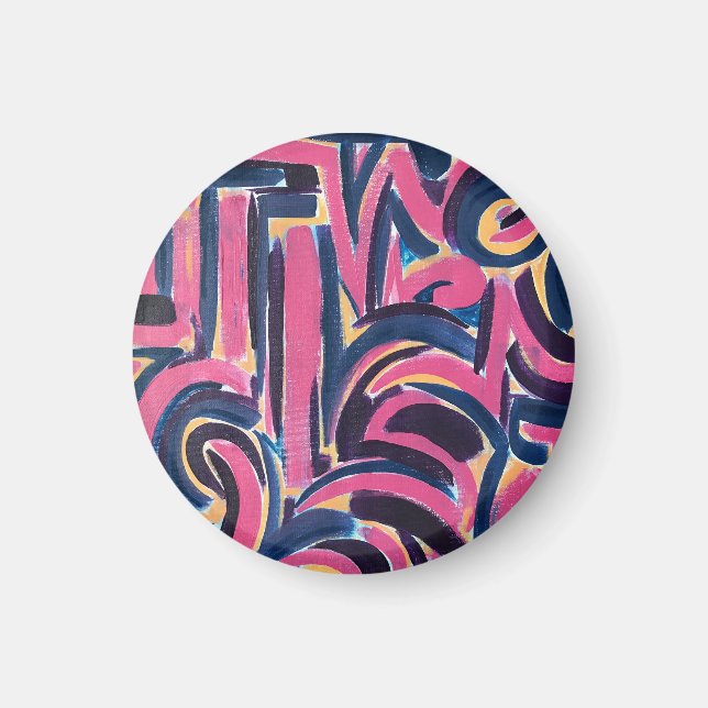 Imán Arte abstracto pintado a mano con grafitis de la a (Frente)