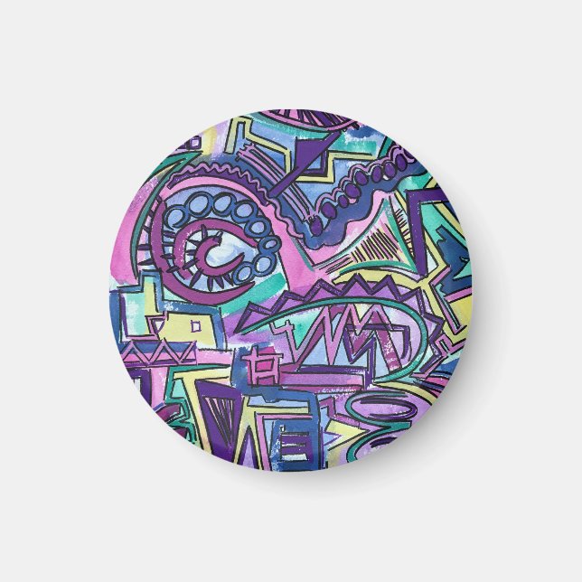 Imán Arte abstracto pintado a mano de Libre Albedrío (Frente)