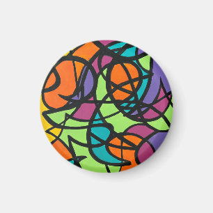 Imán Arte abstracto pintado a mano Metro Moon