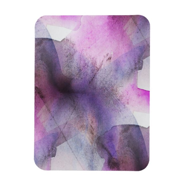 Imán arte abstracto púrpura de cubismo transparente (Vertical)