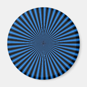 Imán Arte abstracto rayado enrrollado azul y negro