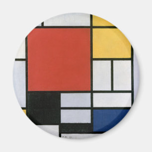 Imán Arte abstracto rojo azul amarillo de Piet Mondrian