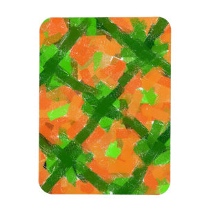 Imán Arte abstracto verde y Naranja moderno de Elizavel