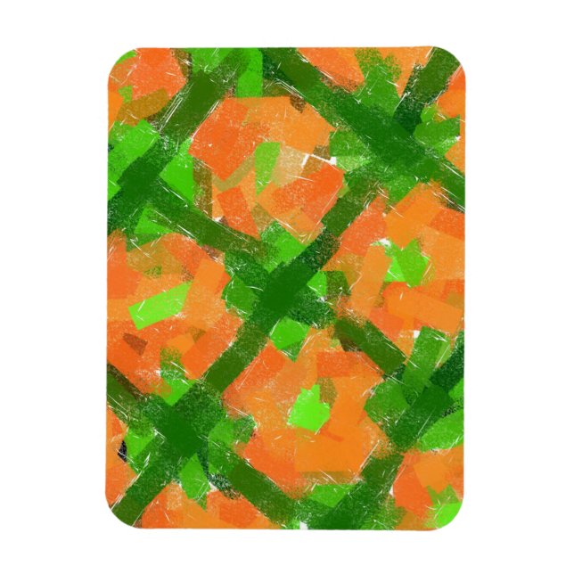 Imán Arte abstracto verde y Naranja moderno de Elizavel (Vertical)