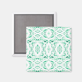 Imán Arte Acrílico Abstracto Blanco Verde Prismático