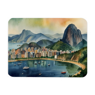 Imán Arte acuarela de Río de Janeiro