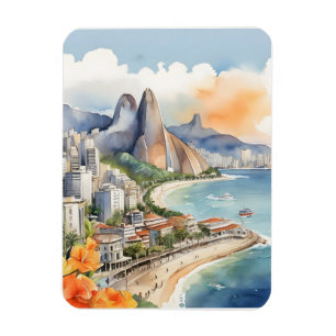 Imán Arte acuarela de Río de Janeiro