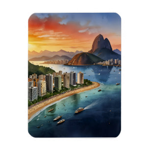 Imán Arte acuarela de Río de Janeiro