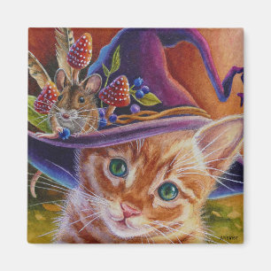 Imán Arte acuarela No. 1 del gato y el ratón de Hallow