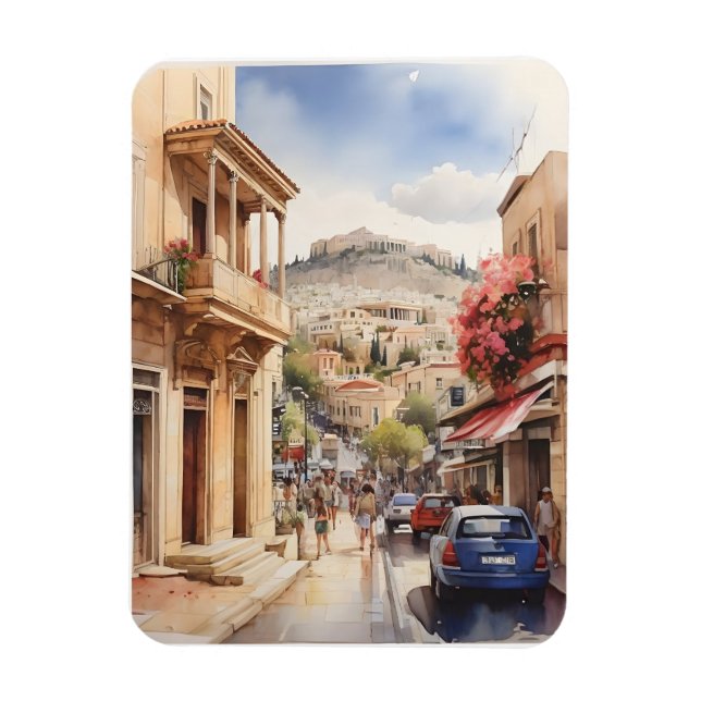 Imán Arte acuático de Atenas Grecia (Vertical)