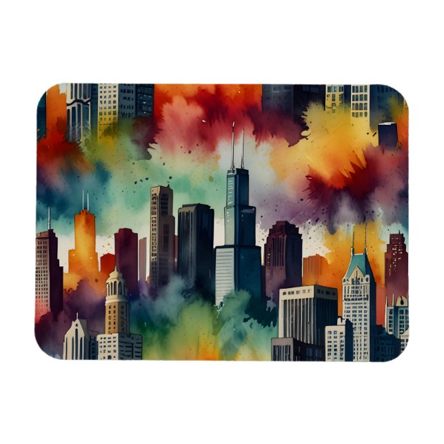 Imán Arte acuático de Chicago (Horizontal)