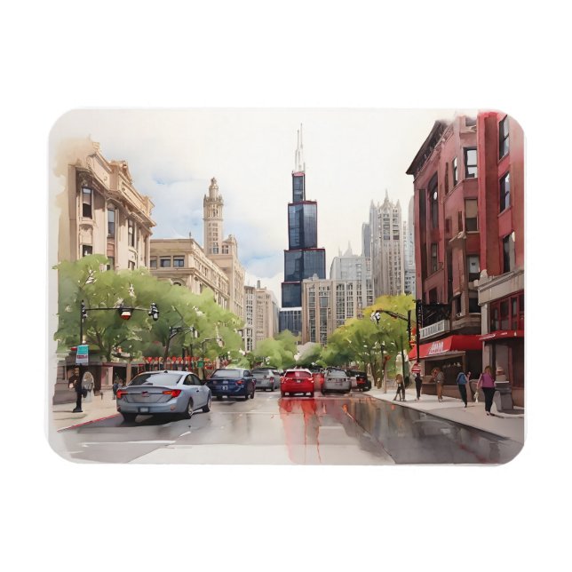 Imán Arte acuático de Chicago (Horizontal)