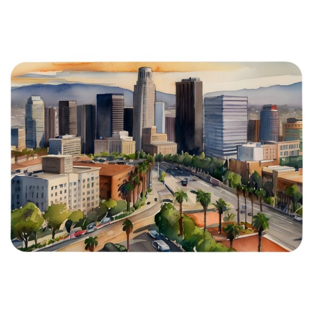 Imán Arte acuático de Los Ángeles (Horizontal)