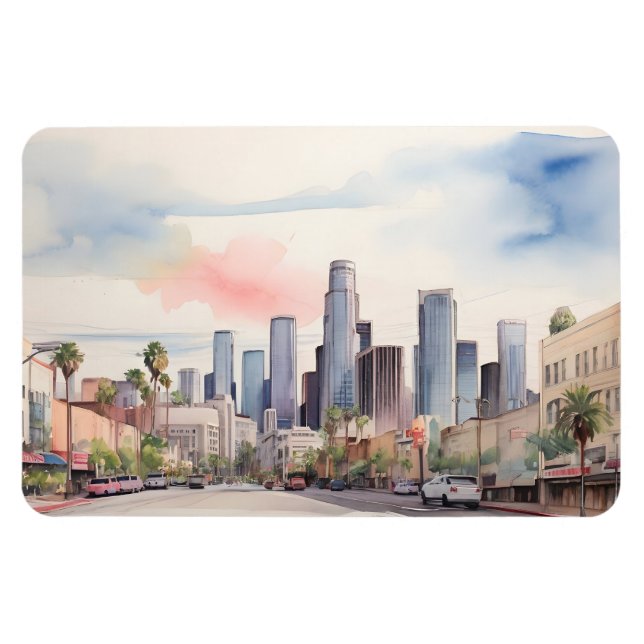 Imán Arte acuático de Los Ángeles (Horizontal)