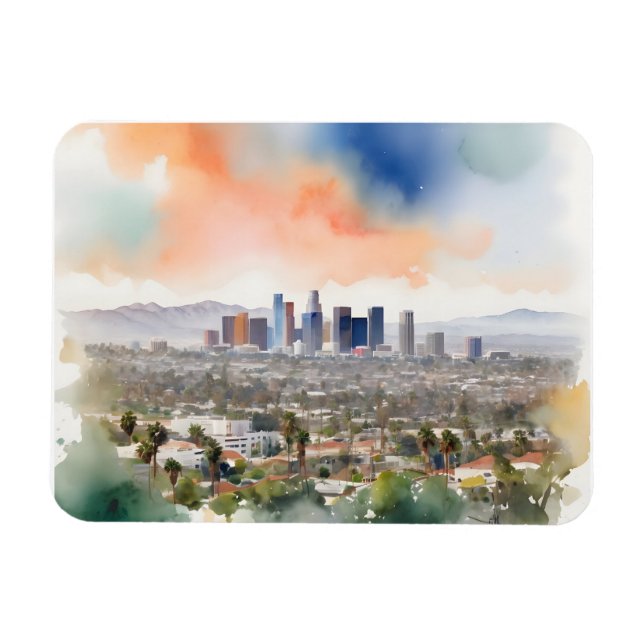 Imán Arte acuático de Los Ángeles (Horizontal)