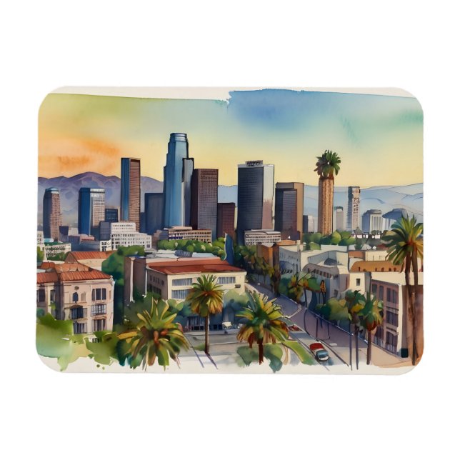 Imán Arte acuático de Los Ángeles (Horizontal)