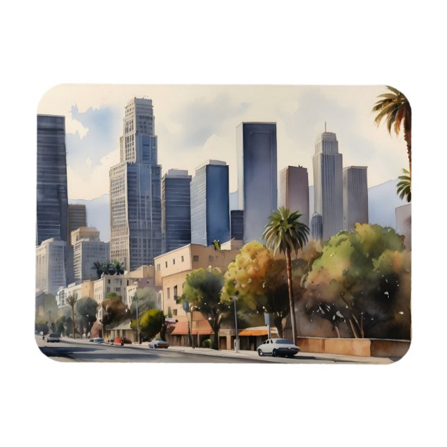 Imán Arte acuático de Los Ángeles (Horizontal)