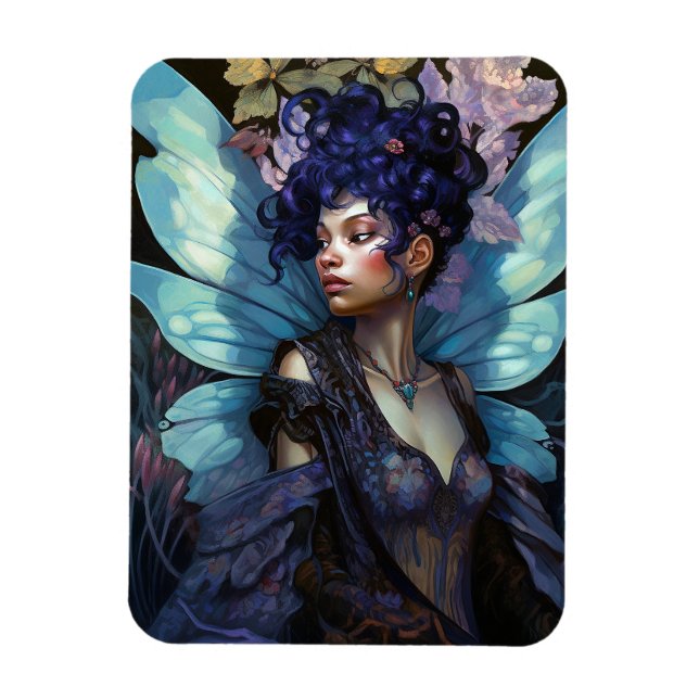 Imán Arte afroamericano de fantasía de hadas negras (Vertical)