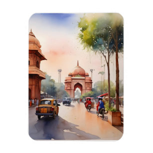 Imán arte al acuarela de Delhi
