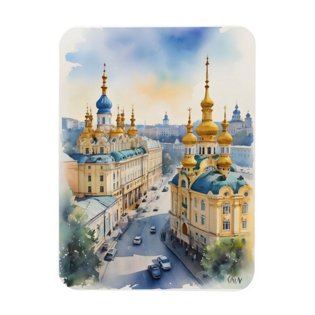 Imán arte al acuarela de Kiev (Vertical)