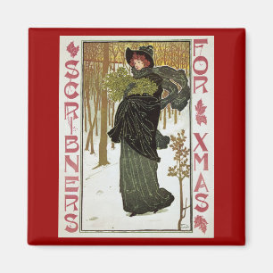 Imán Arte antiguo de Navidad Nouveau cubierta de Scribn