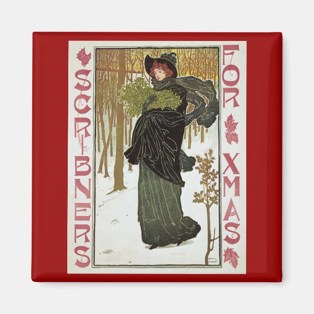 Imán Arte antiguo de Navidad Nouveau cubierta de Scribn (Frente)