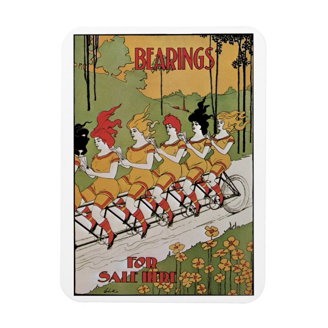 Imán Arte antiguo modernista, Bicicleta tándem de rodam (Vertical)