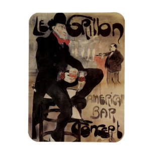 Imán Arte Antiguo Modernista Le Grillon, Hombre Bebiend