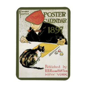 Imán Arte Antiguo Moderno, Artista Pintando con Gato Ma