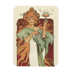 Imán Arte Antiguo Moderno, Champán de Alphonse Mucha