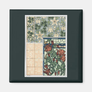 Imán Arte Antiguo Moderno, Flores Columbine Aquilegia