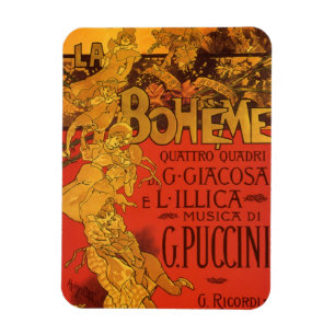 Imán Arte Antiguo Nouveau Música, La Bohème Ópera, 1896
