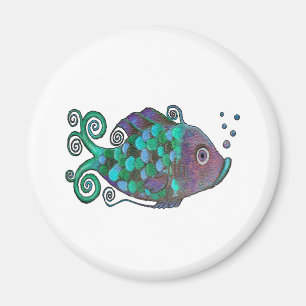 Imán Arte azul y púrpura de los pescados caprichosos